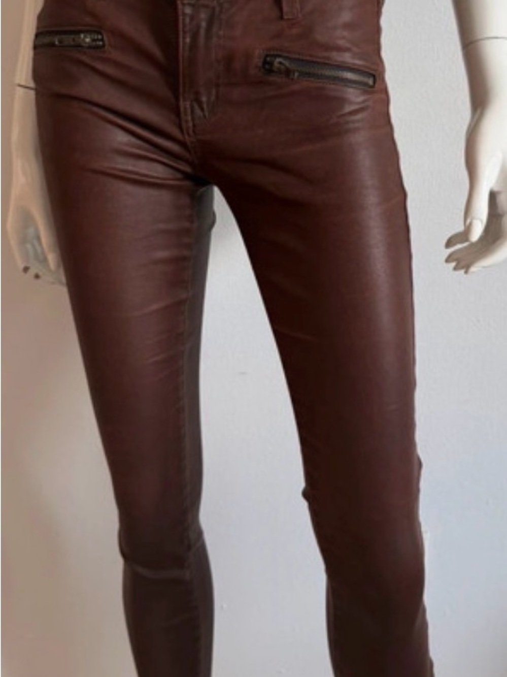 Current/Elliott Chocolate Brown Skinny Faux Leather Pants
